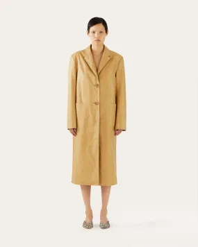 Atlas Coat Faux Leather Beige