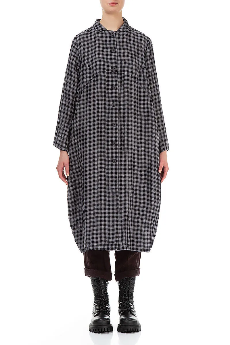 Balloon Grey Check Linen Jacket Dress