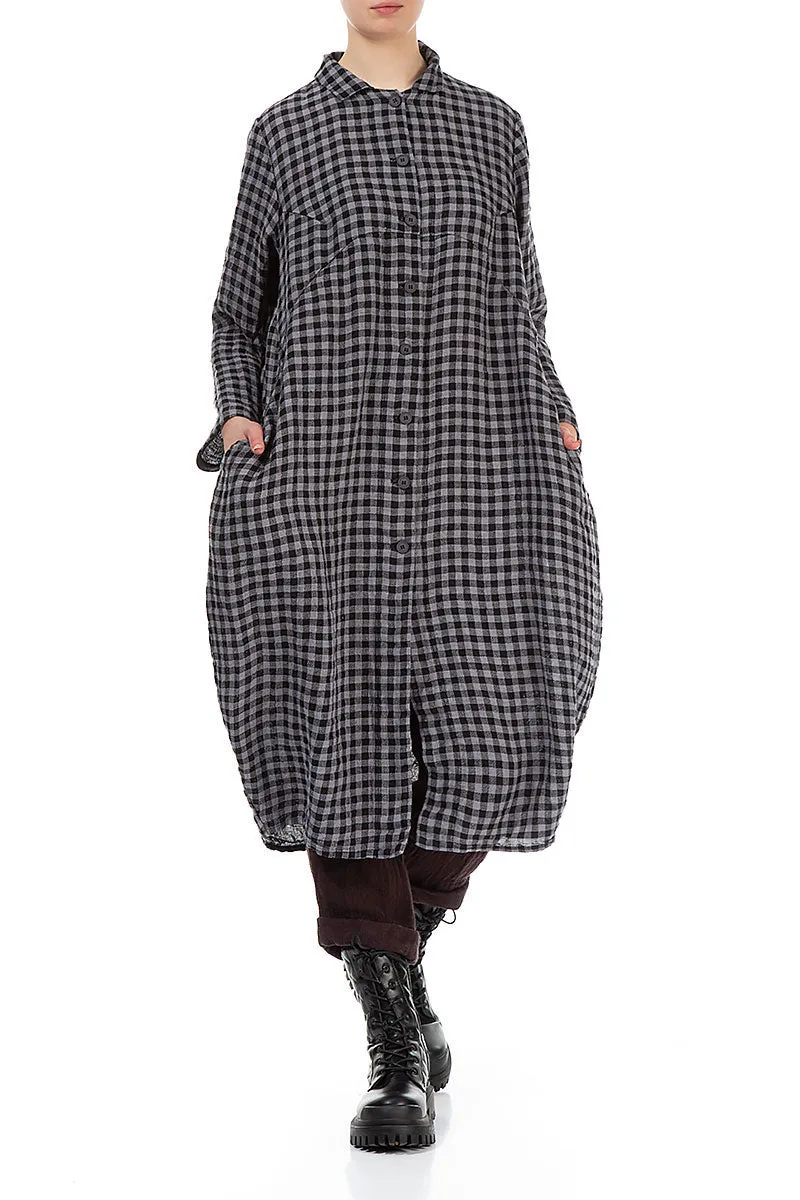 Balloon Grey Check Linen Jacket Dress