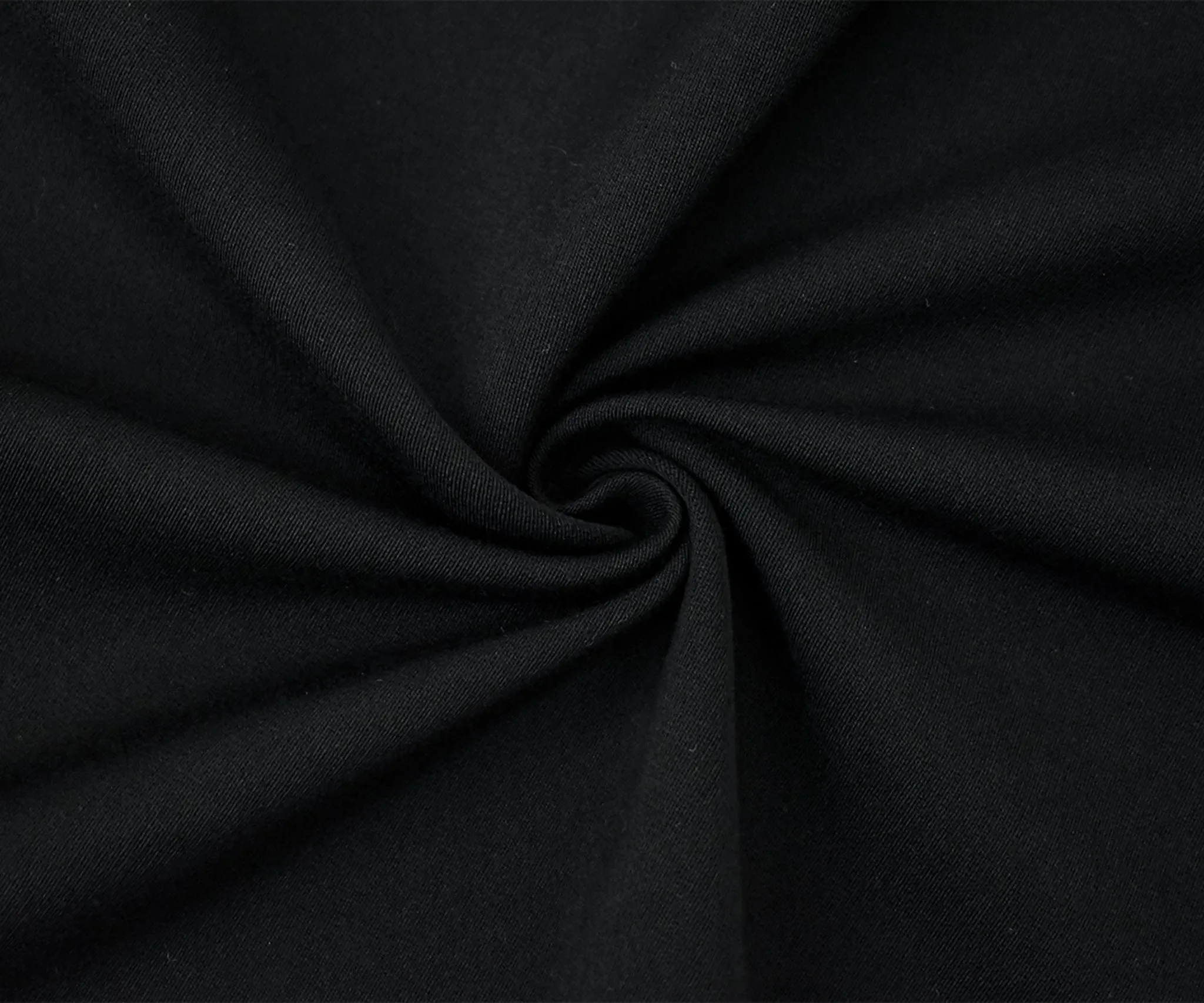 Black Wool-Cotton Stretch Spandex Double Woven Twill Jacketing Fabric