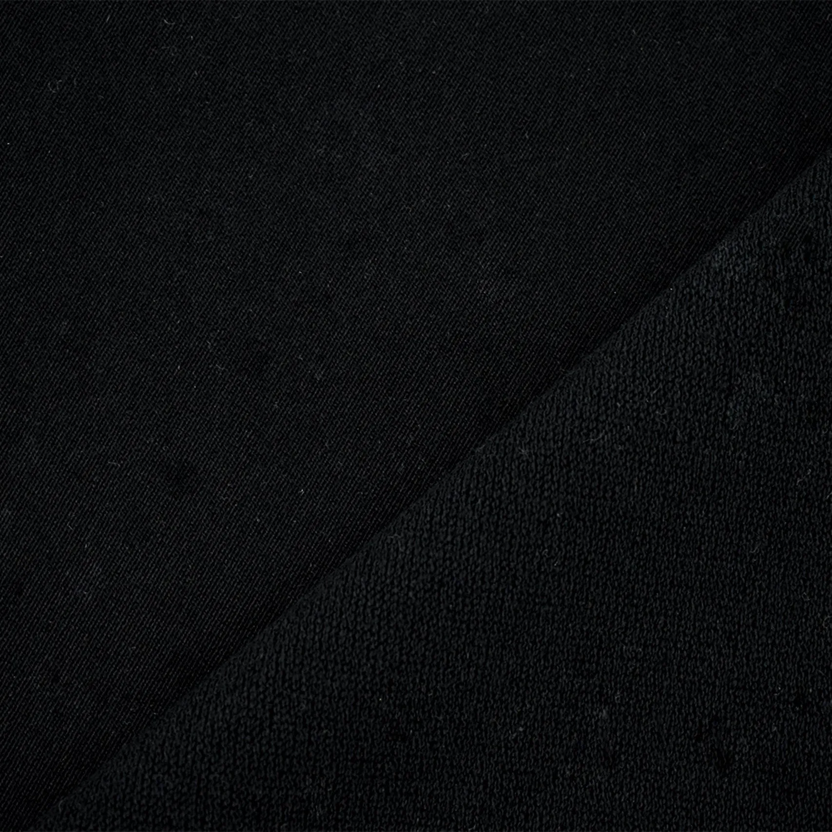 Black Wool-Cotton Stretch Spandex Double Woven Twill Jacketing Fabric