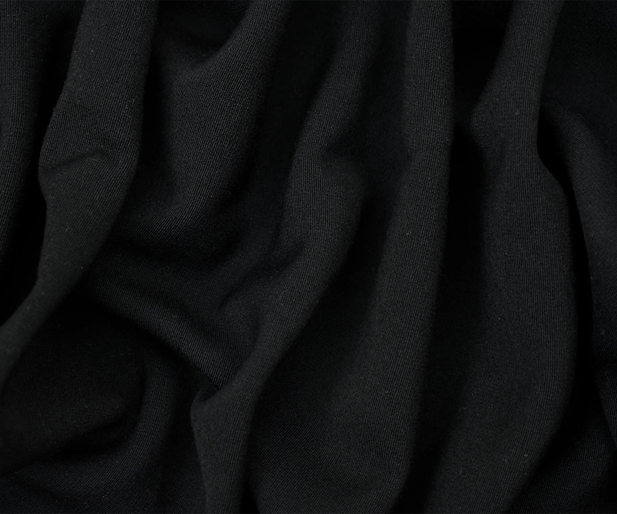 Black Wool-Cotton Stretch Spandex Double Woven Twill Jacketing Fabric