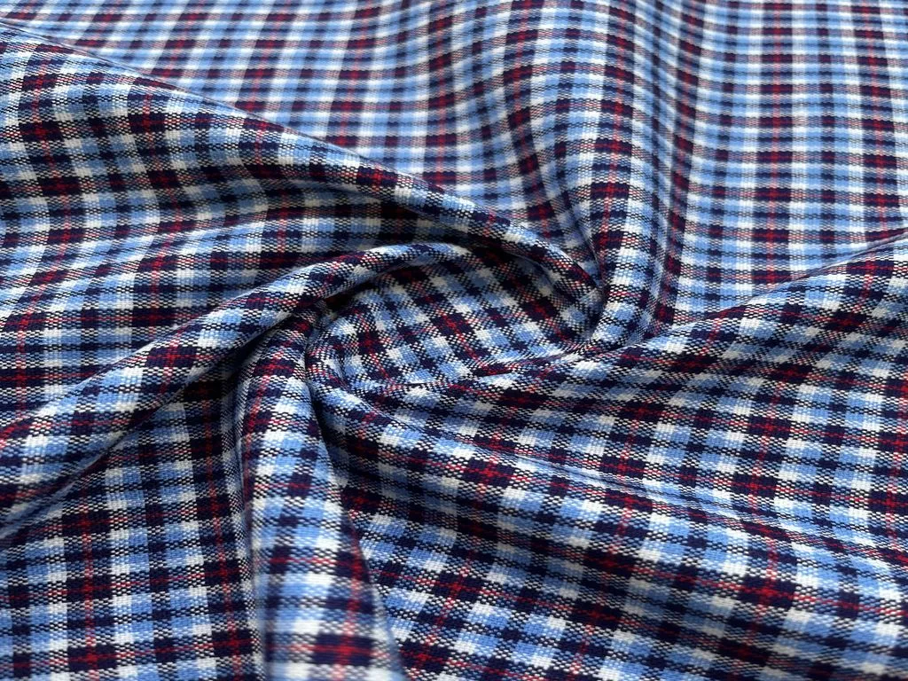 Blue Red Checks Cotswool Fabric