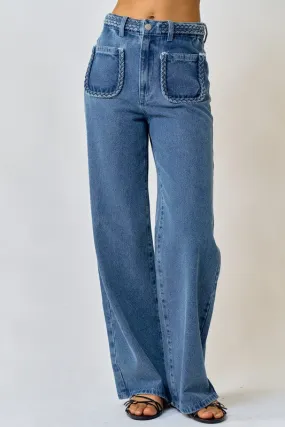 Braided Wide Leg Jeans