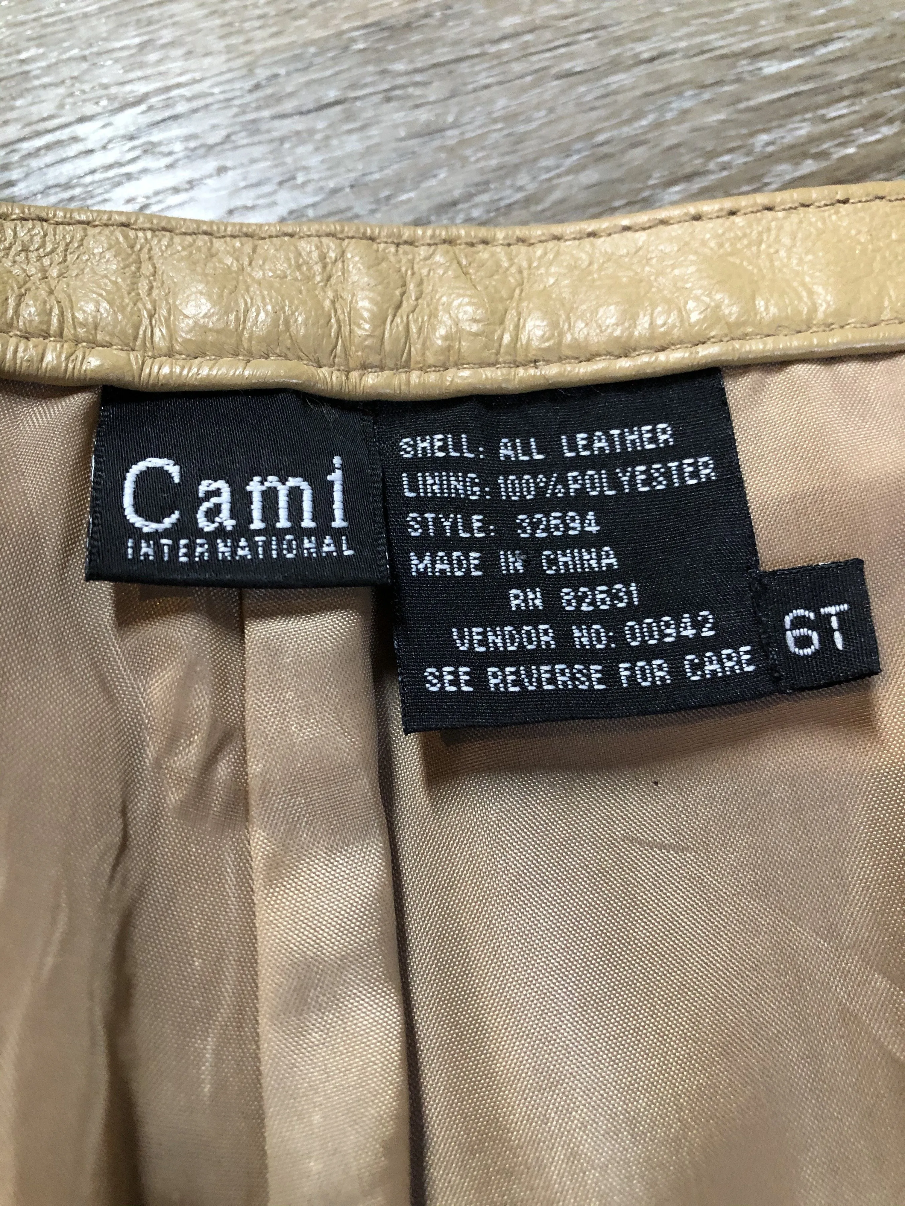 Cami International Beige Leather Pants