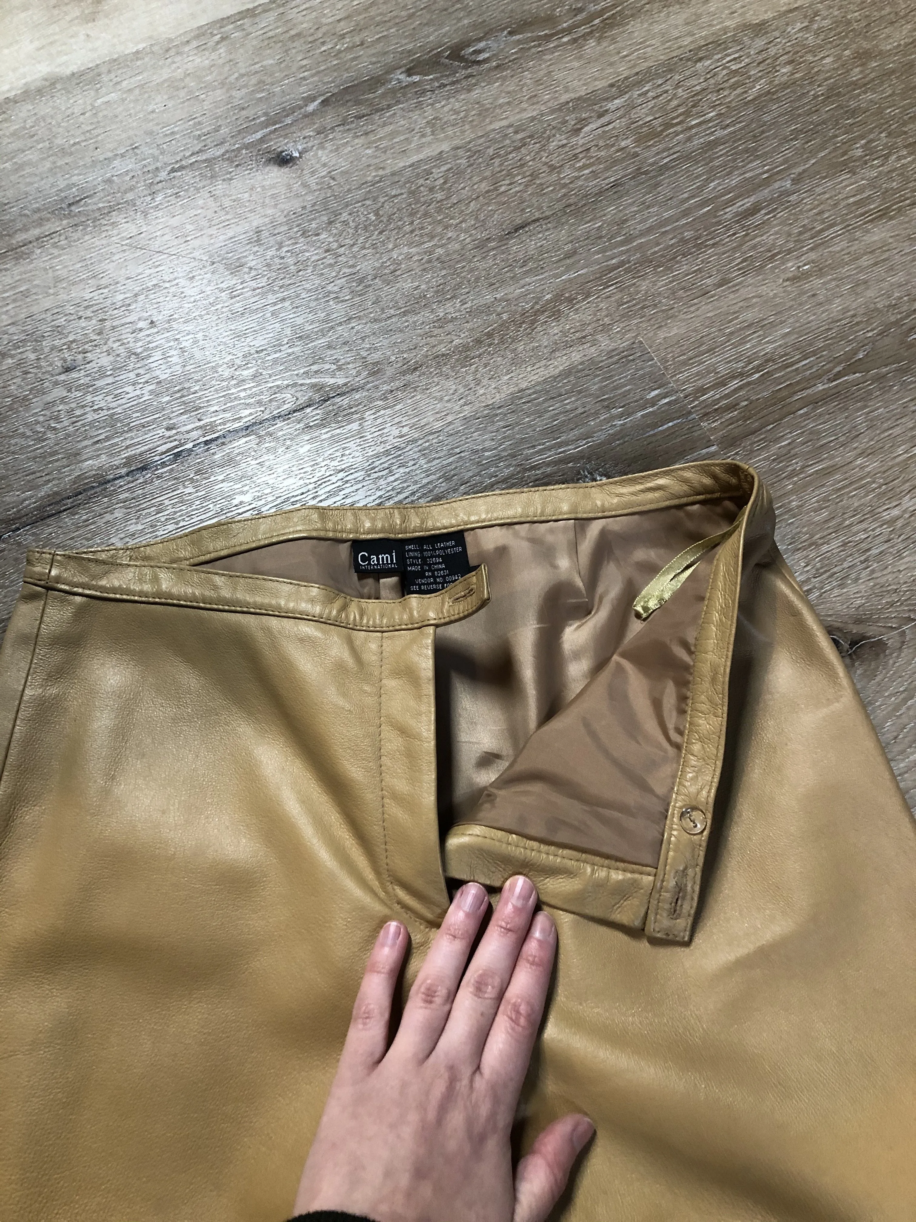 Cami International Beige Leather Pants