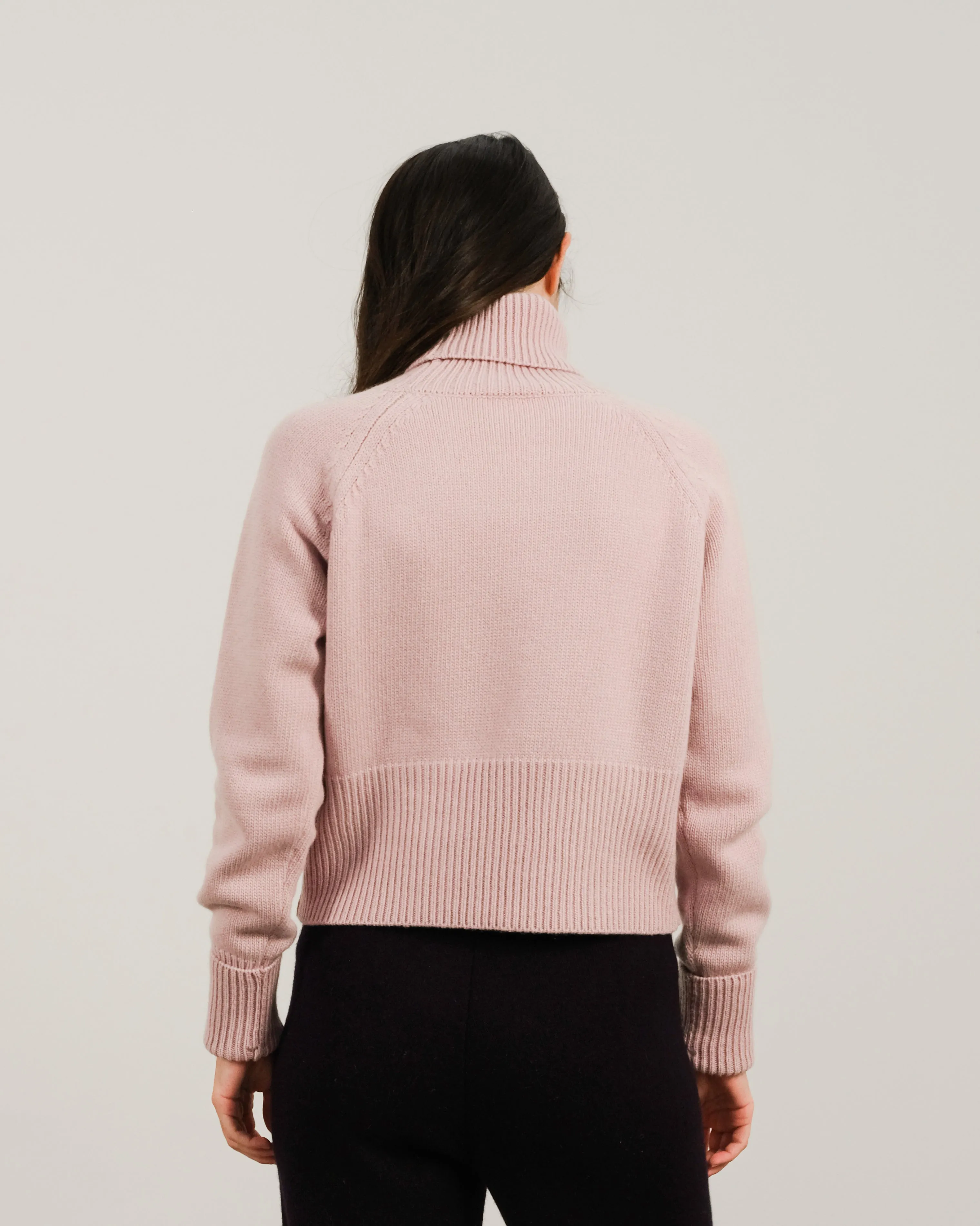 Cashmere Mix Roll-Up Cuff Turtleneck Sweater