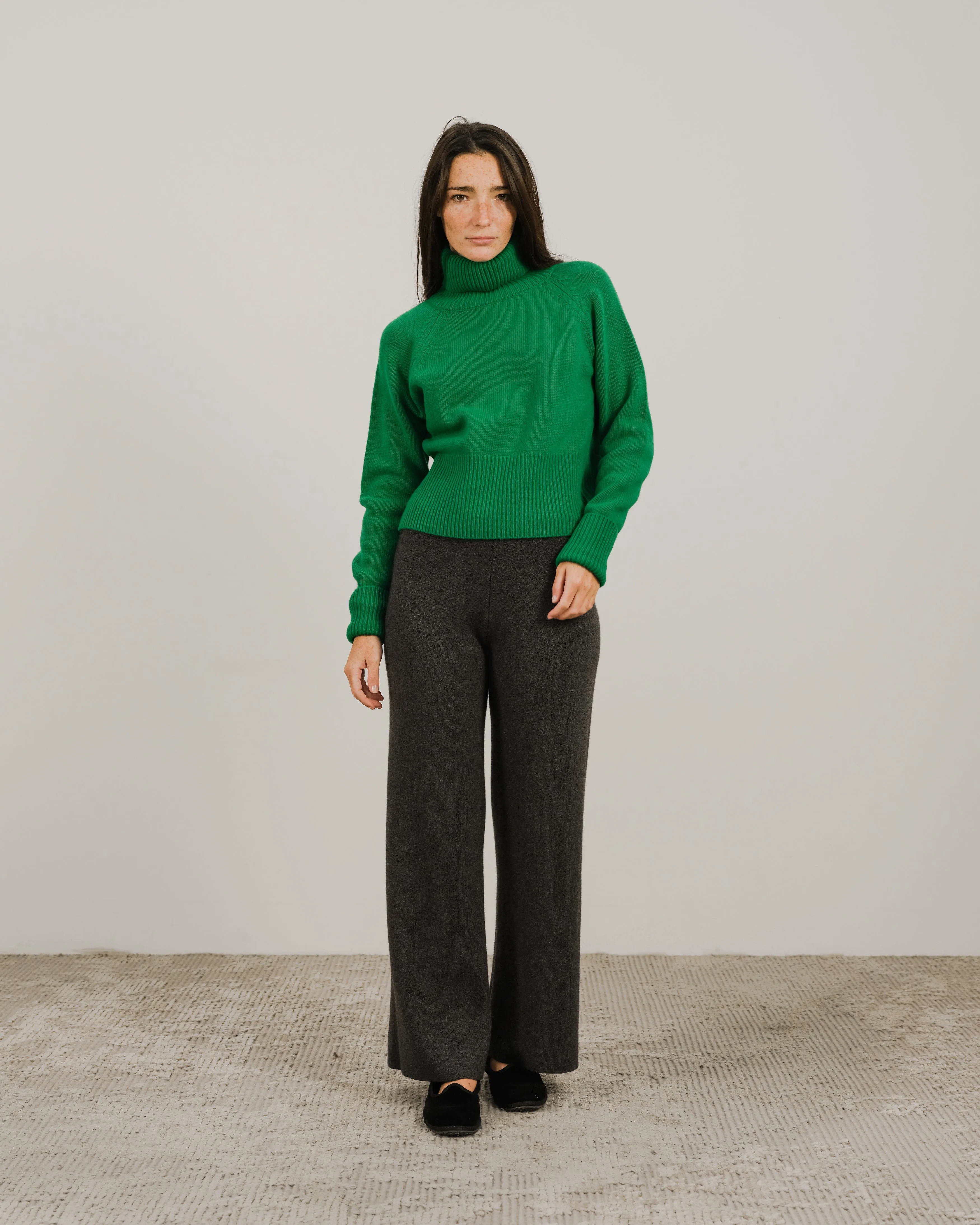 Cashmere Mix Roll-Up Cuff Turtleneck Sweater