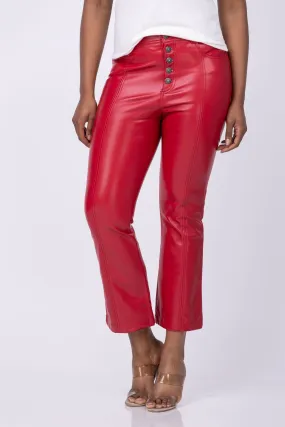 Cinq à Sept Vegan Leather Roxette Pant in Red Currant