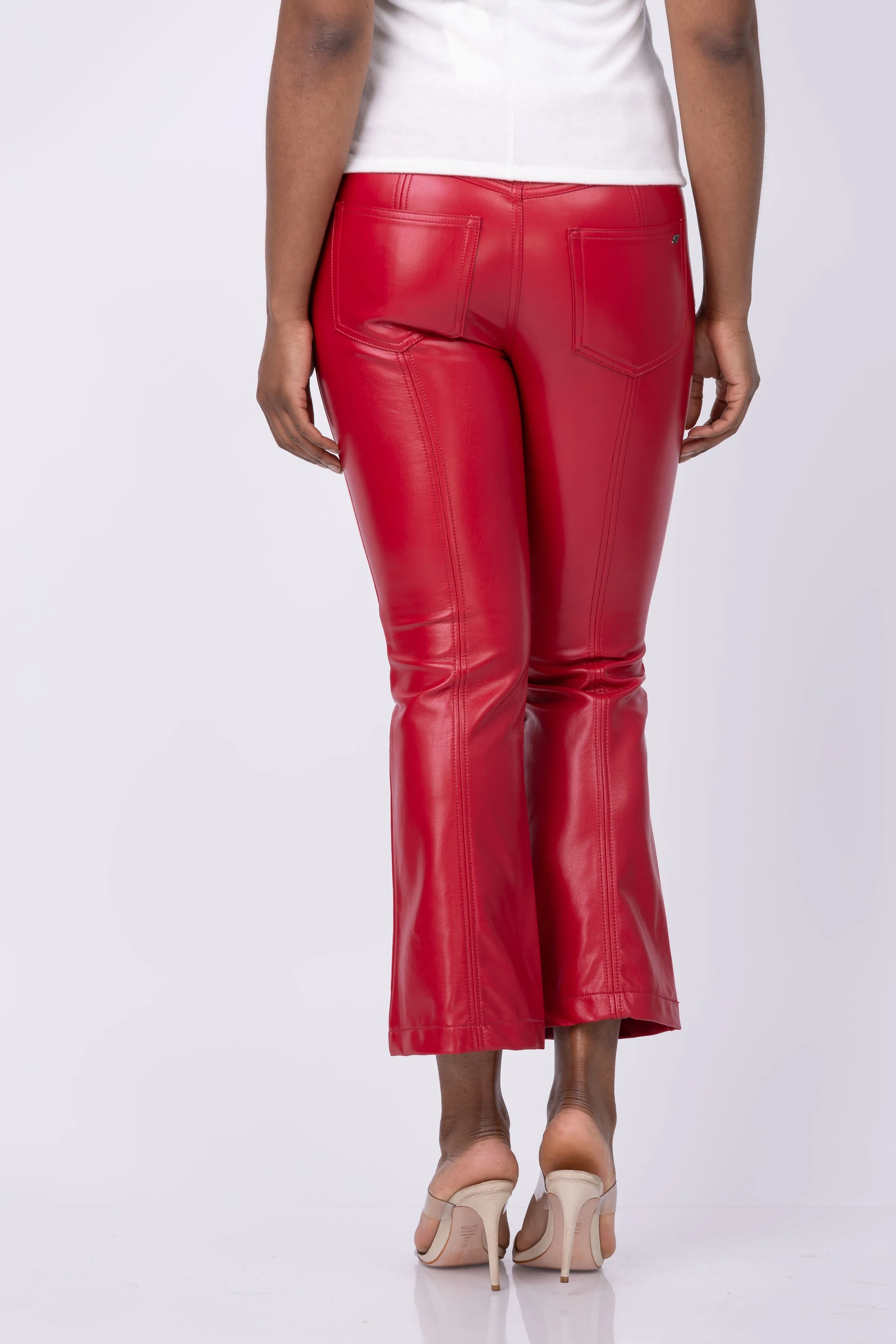 Cinq à Sept Vegan Leather Roxette Pant in Red Currant