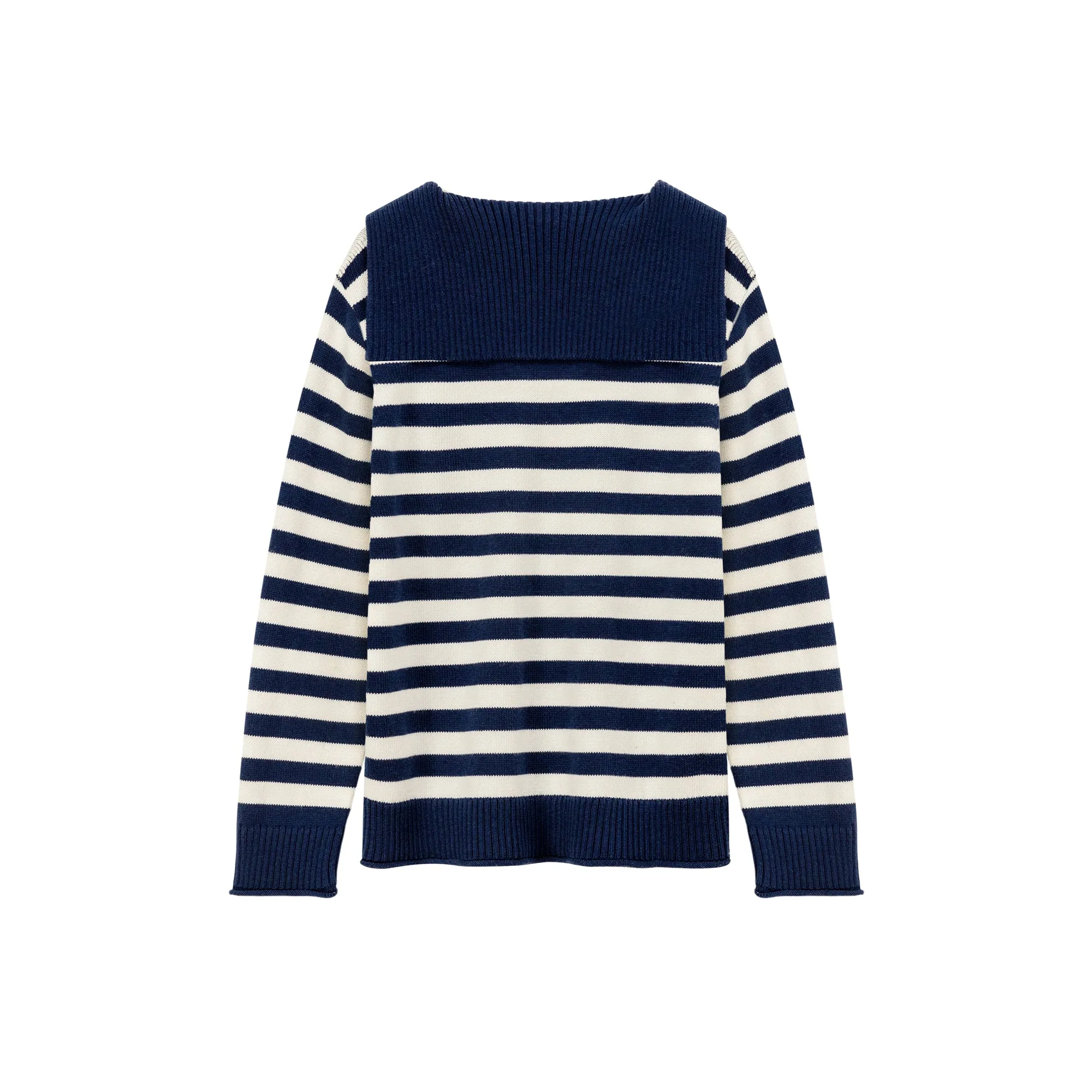 Collar Striped Knit Sweater