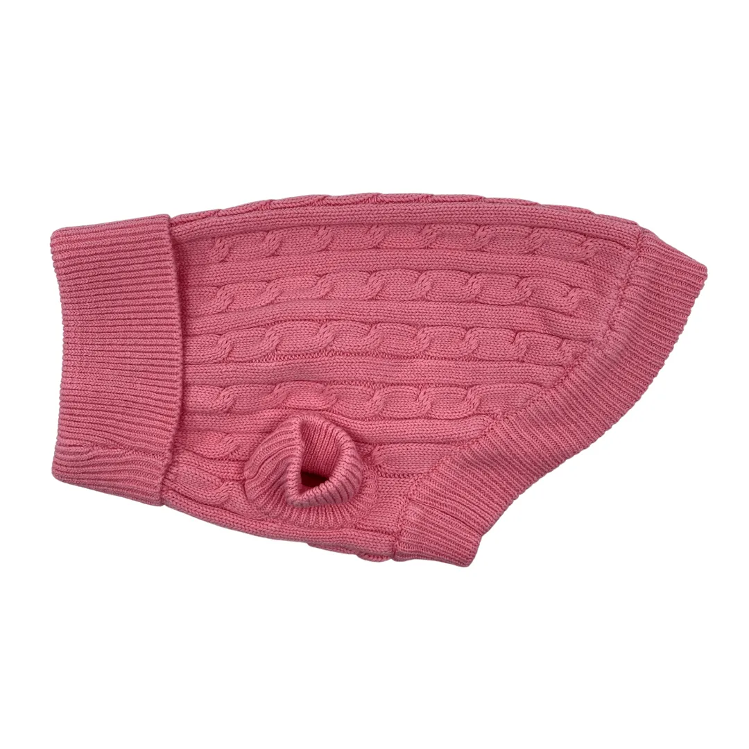 Combed Cotton Cable Knit Sweater - Candy Pink