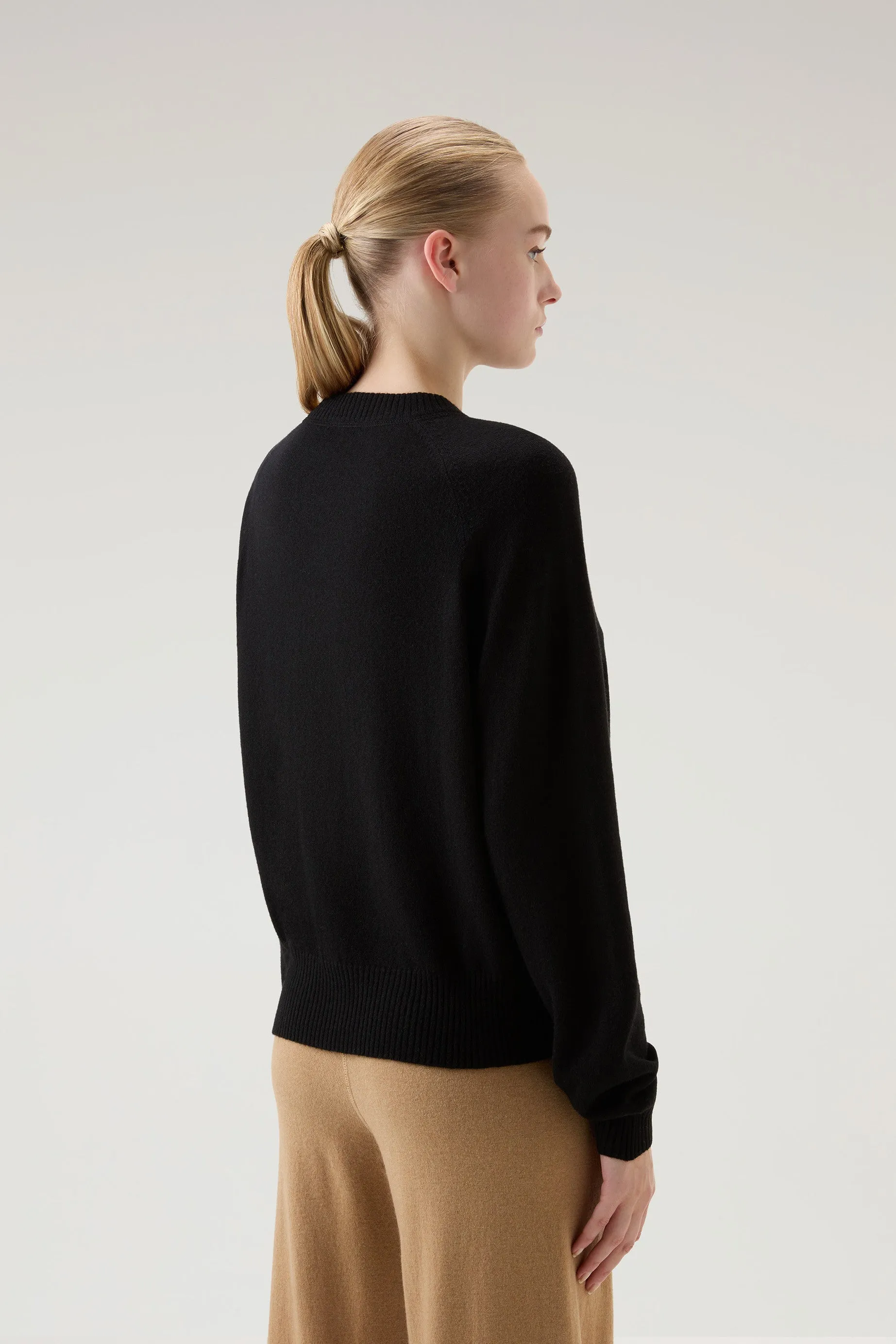 Crewneck Sweater in Wool Blend Black