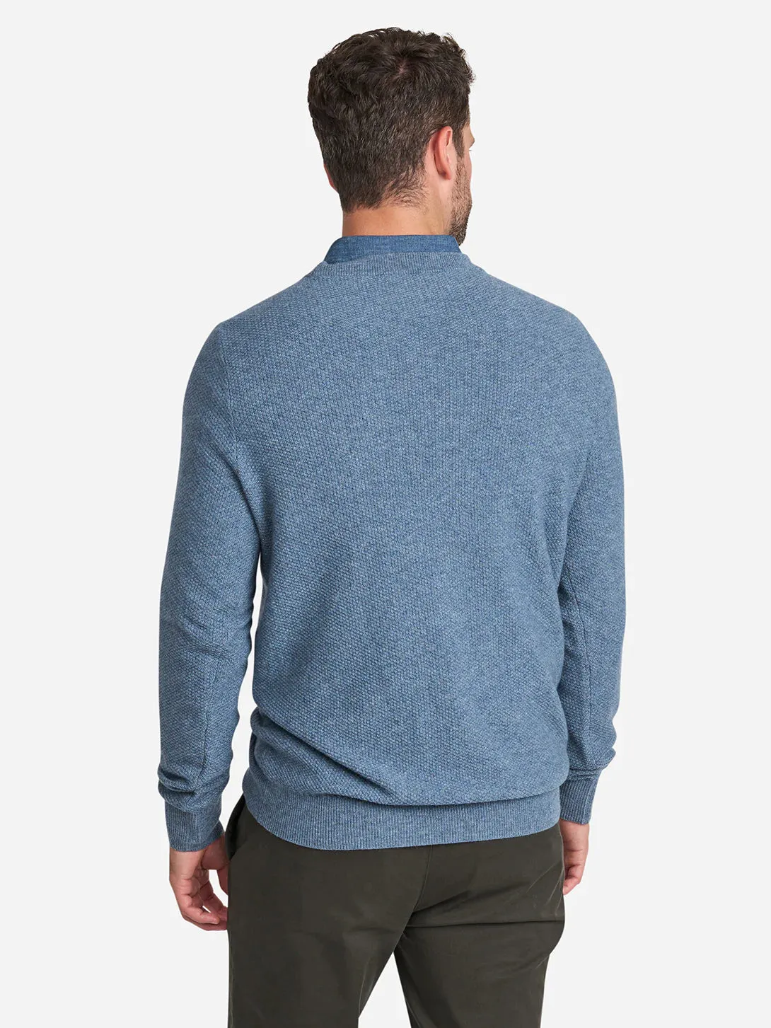 Dante Crew Jacquard Sweater - China Blue