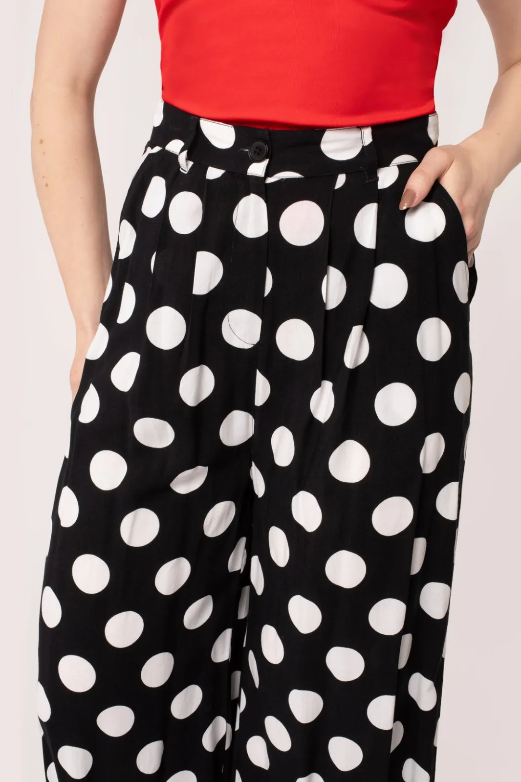 Dolores Polka Dot Cropped Trousers by Hell Bunny