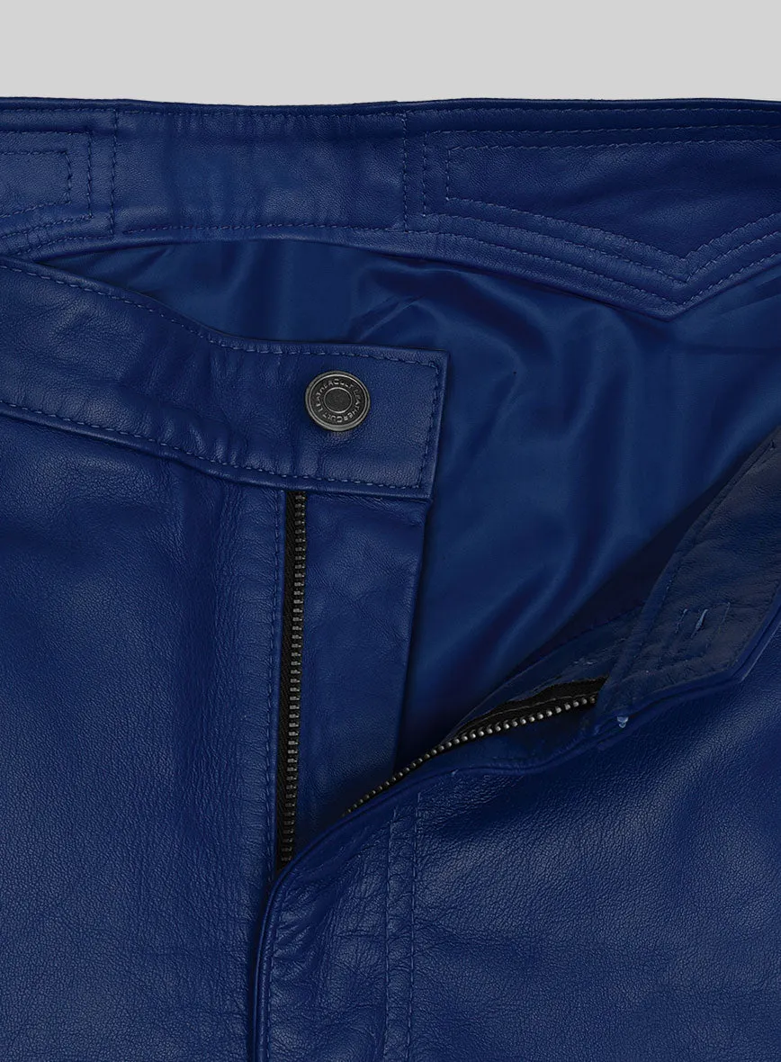 ElectraBlend Moto Rich Blue Leather Pants