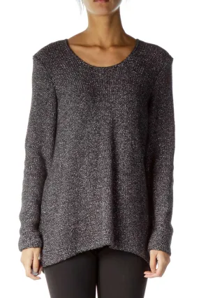 Gray Metallic Knit Sweater