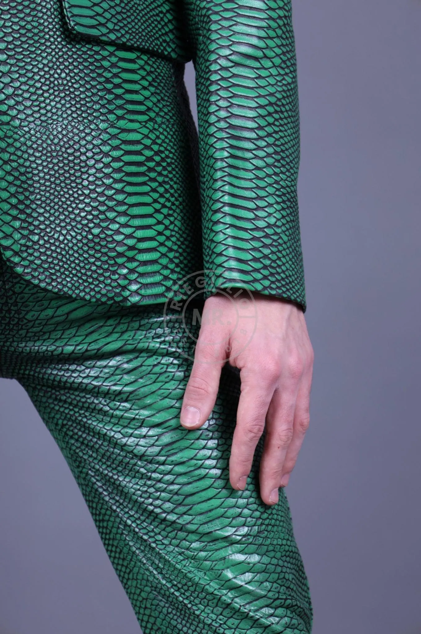 Green Leather Snake Pants