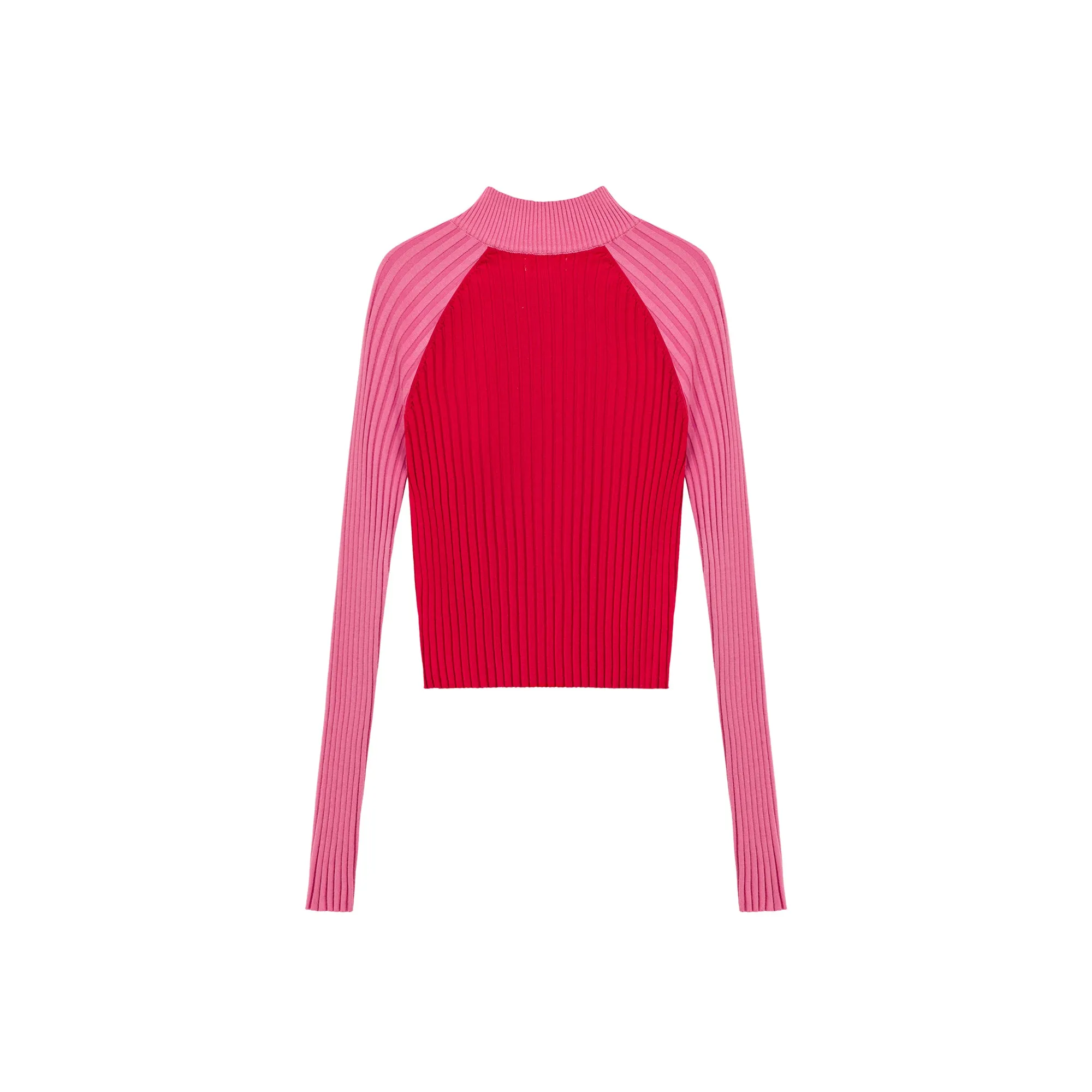 Half Zip-Up Color Knit Sweater