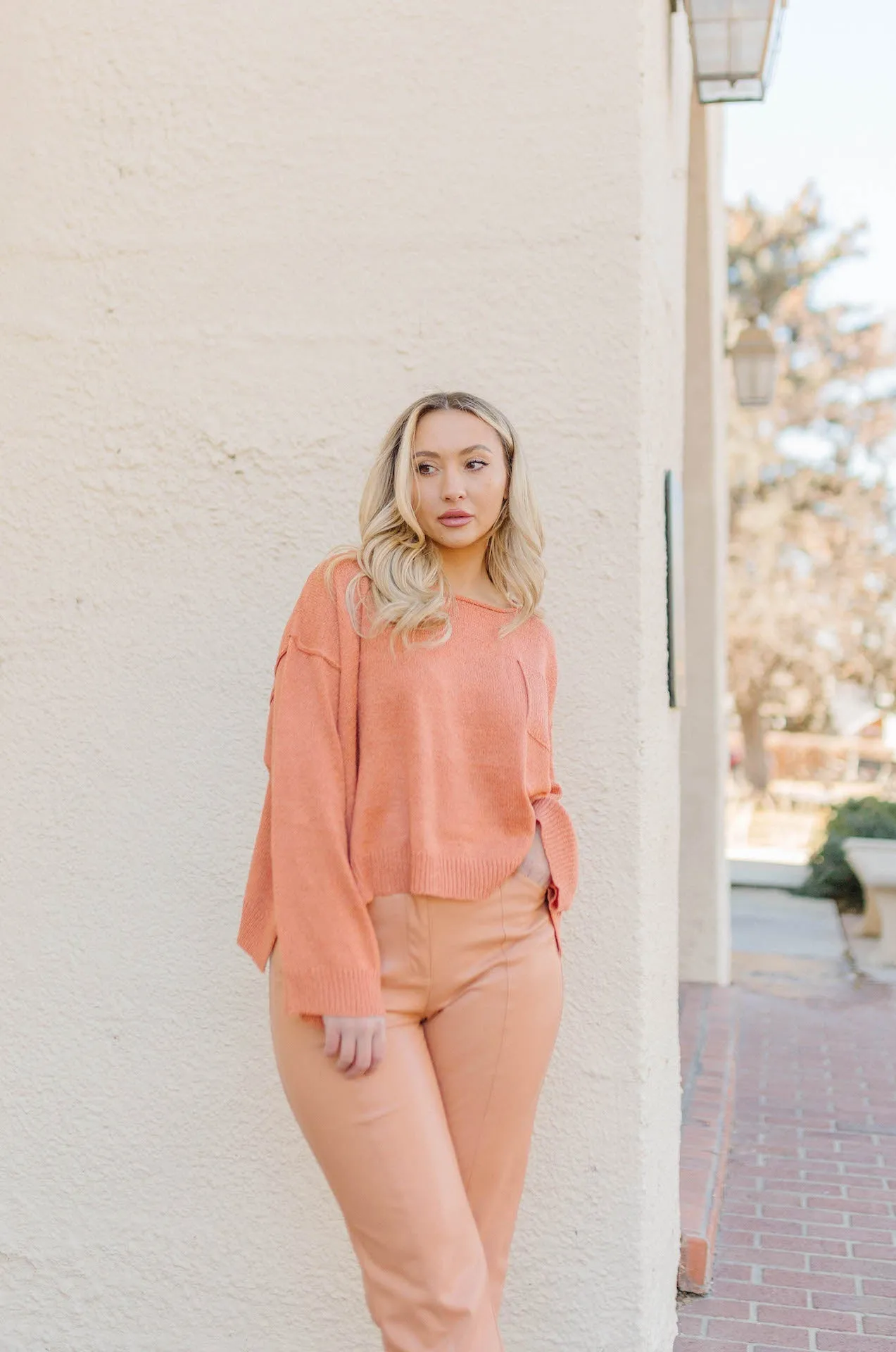 Holly Orange Leather Pants