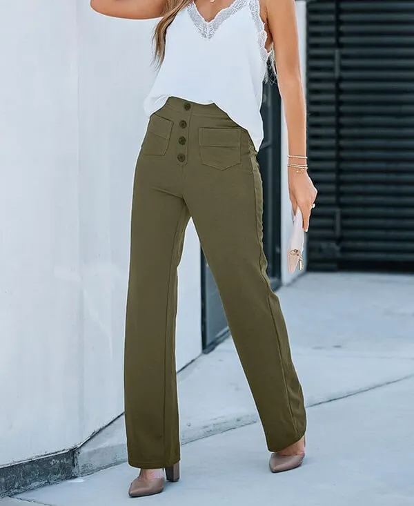 Indira - High Waisted Elastic Pants