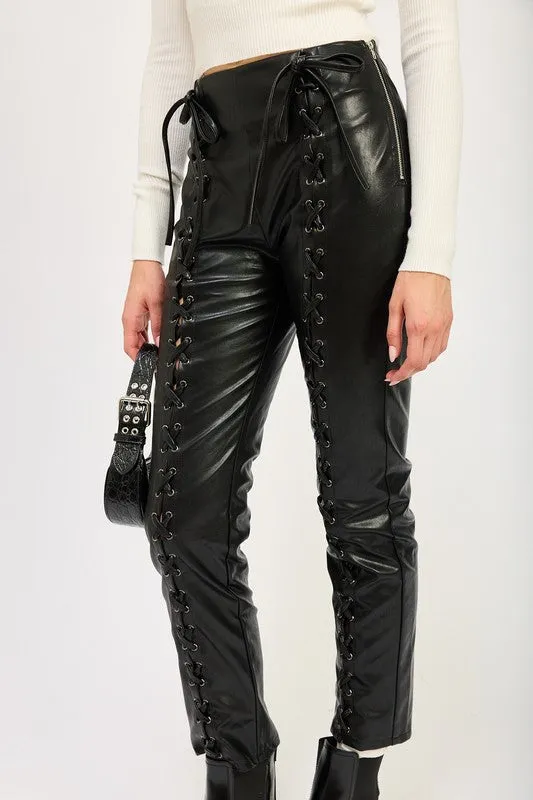 Lace Up Leather Trousers