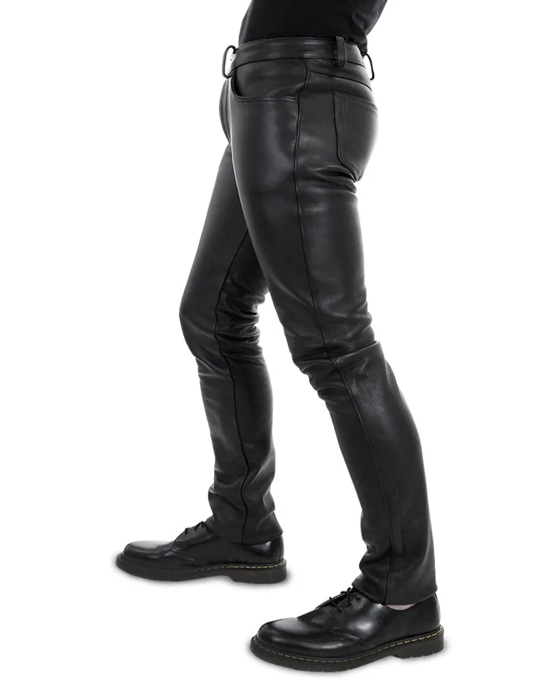 Men's Classic Leather Jeans Pants