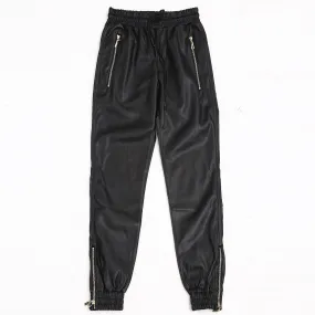 Mens Leather Pants Autumn and Winter Men's Harem Motorcycle Leather Pants