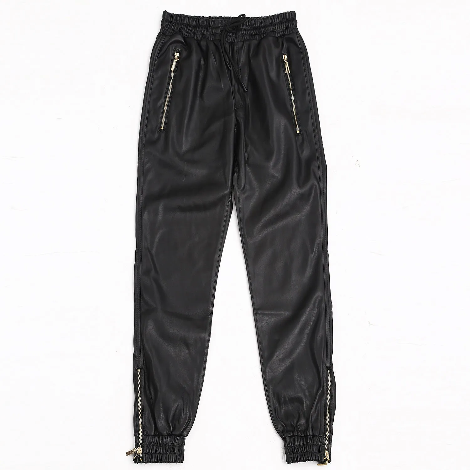 Mens Leather Pants Autumn and Winter Men's Harem Motorcycle Leather Pants