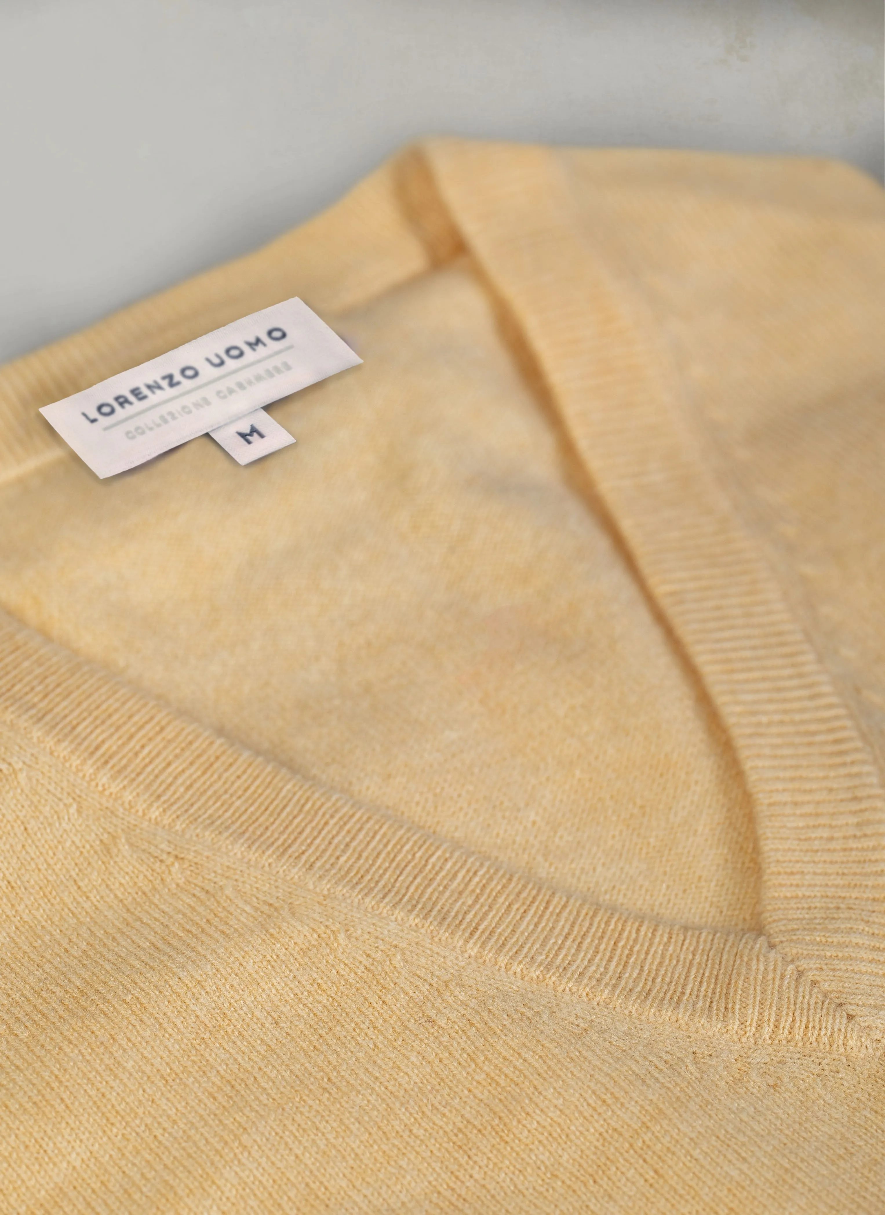 Men's Tribeca V-Neck Cashmere Sweater in Yellow