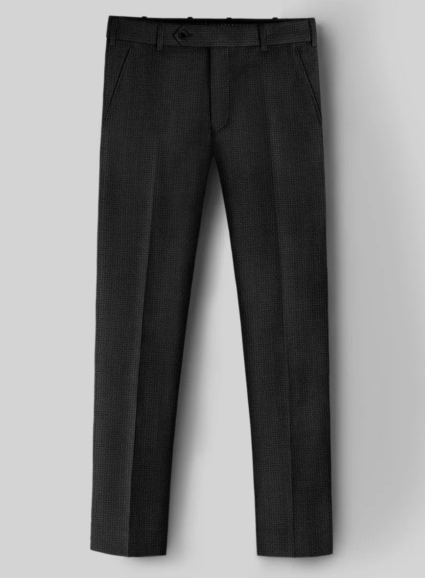 Napolean Basket Weave Black Wool Pants