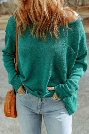 Off Shoulder Rib Knit Sweater