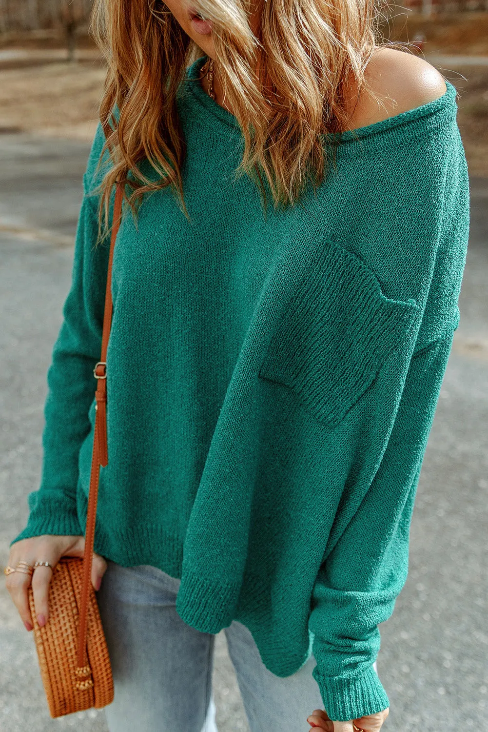 Off Shoulder Rib Knit Sweater