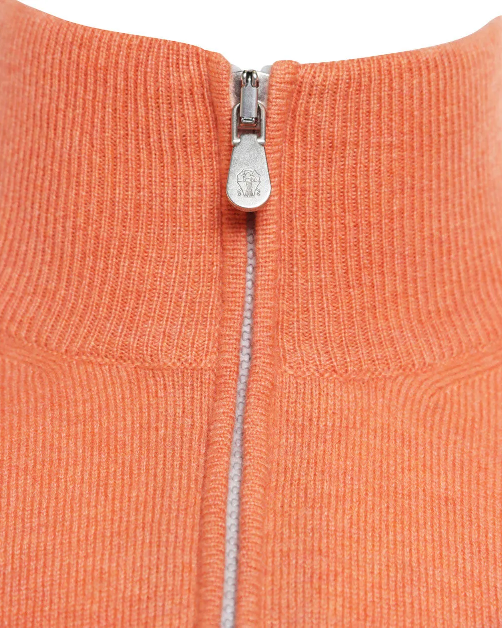 Orange Cashmere Quarter Zip Sweater