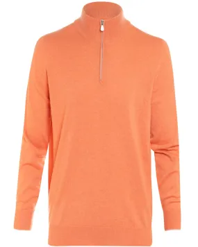 Orange Cashmere Quarter Zip Sweater