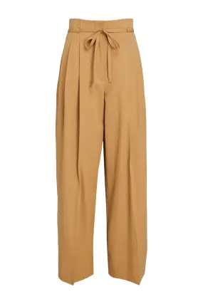 Pleated Wool-Twill Wide-Leg Pants