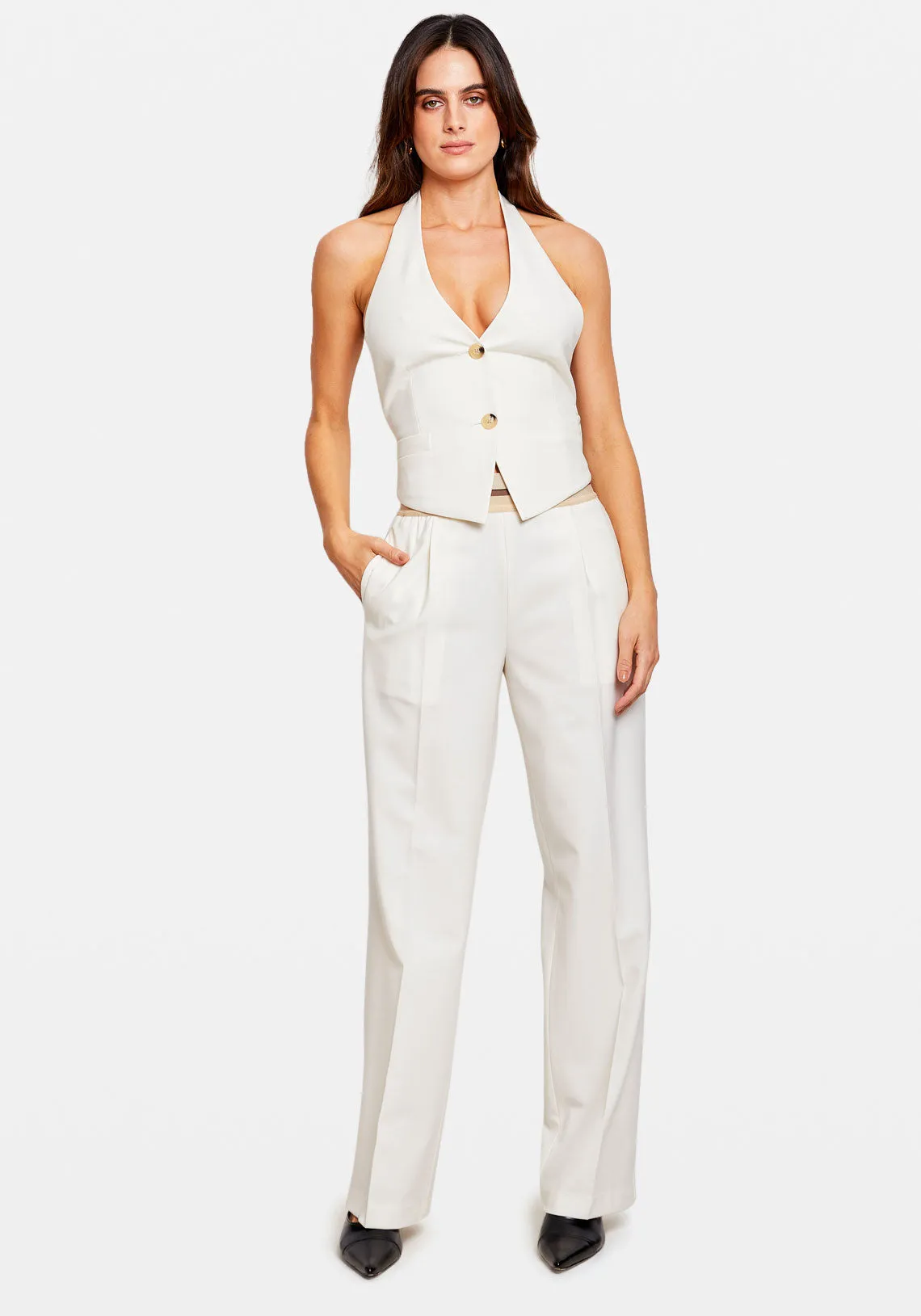 PULL ON SUIT PANT STRIPE IVORY