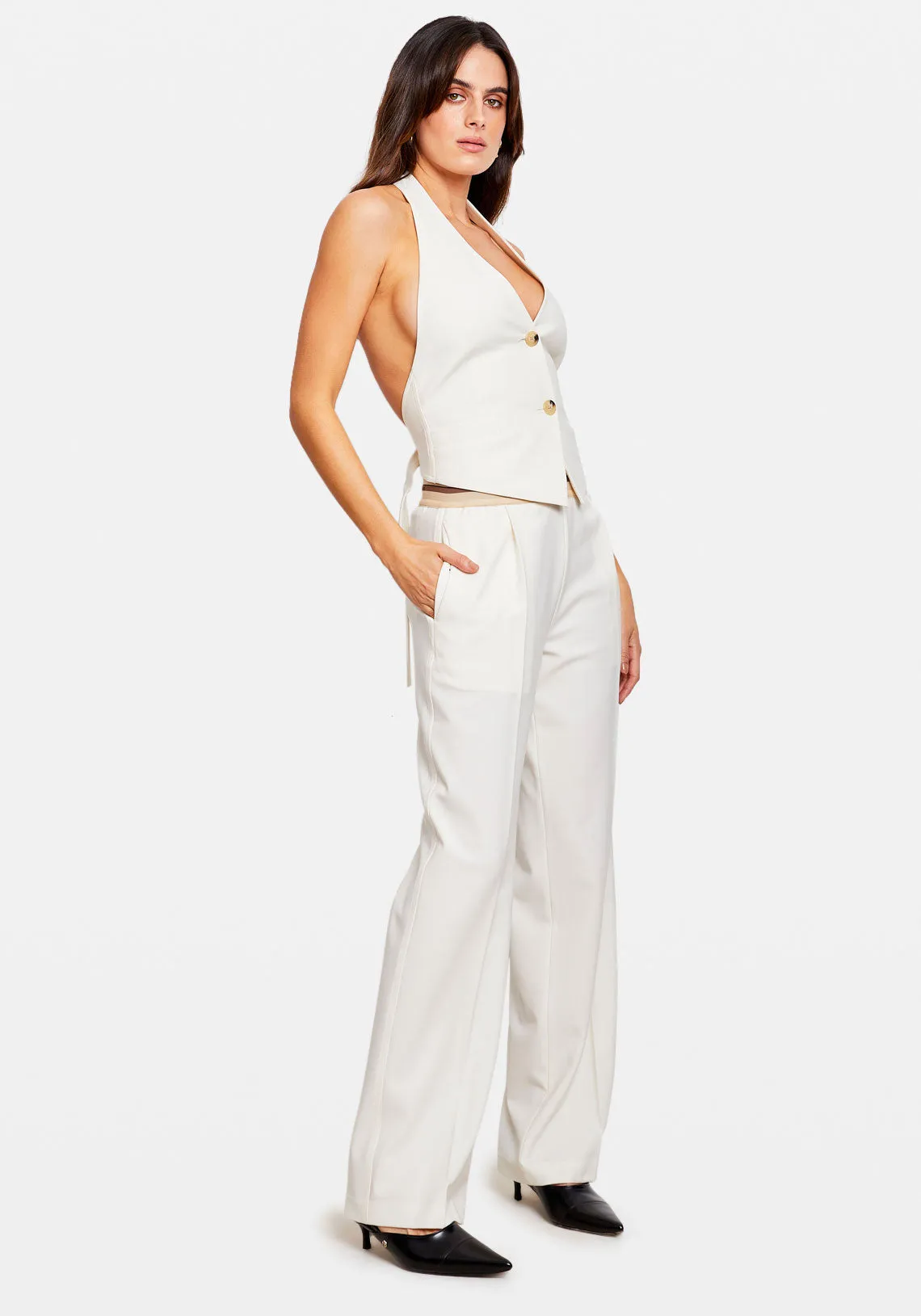 PULL ON SUIT PANT STRIPE IVORY