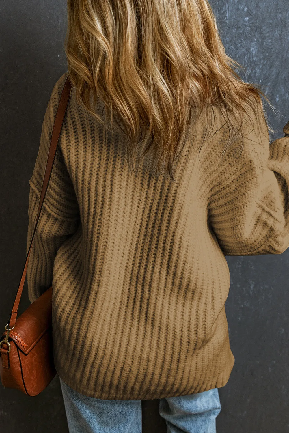 Ribbed Knit Slouchy Chunky Sweater