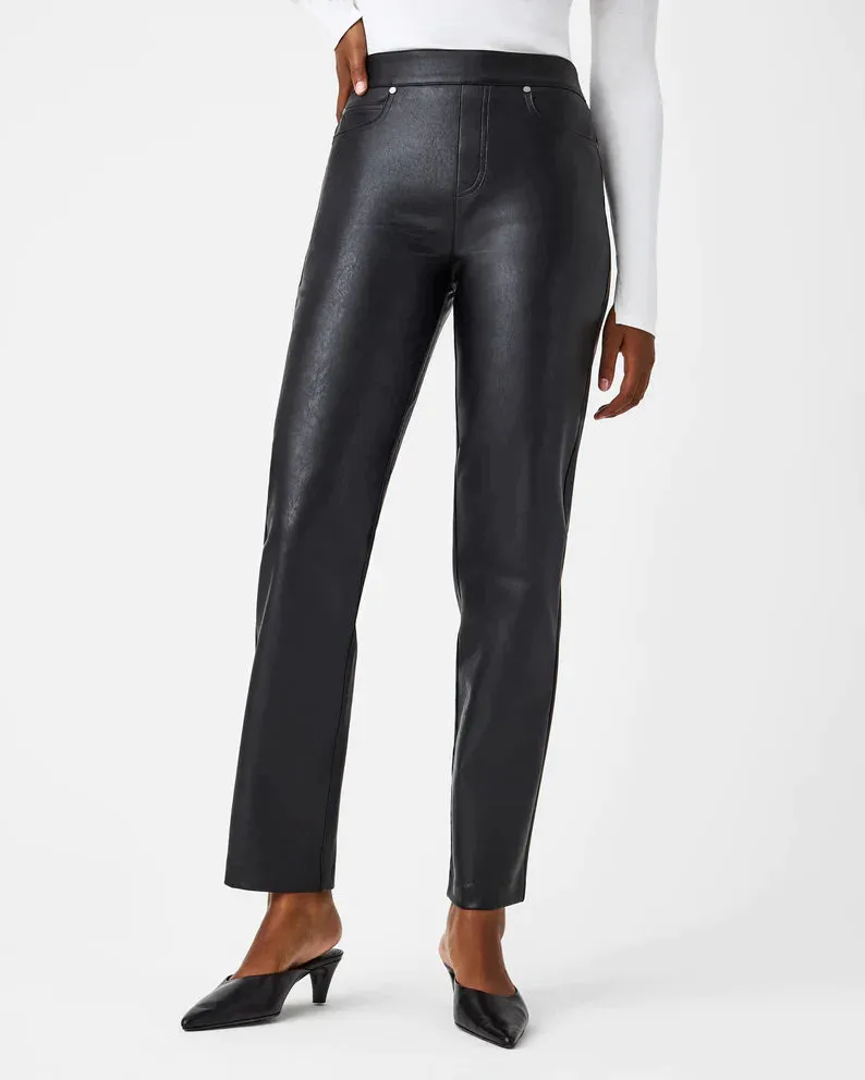 Spanx Leather-Like Straight Pants Luxe Black