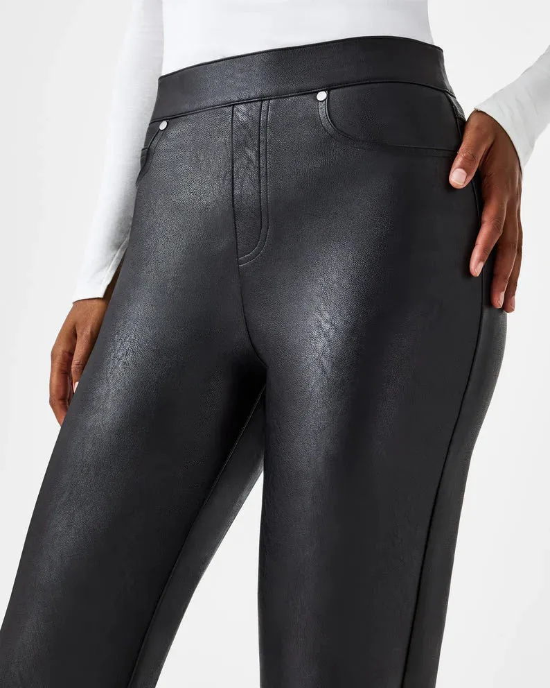 Spanx Leather-Like Straight Pants Luxe Black