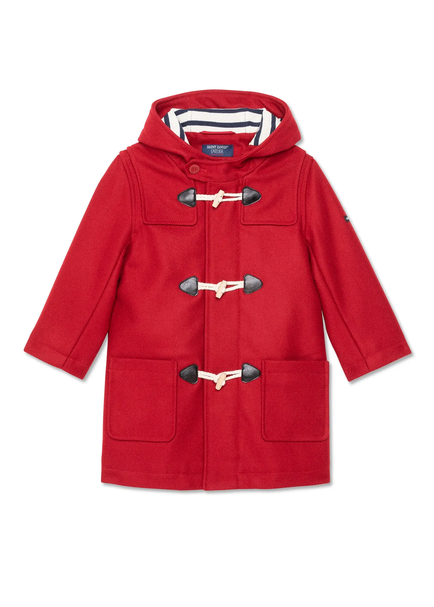 St Malo duffle-coat for children - in wool cloth (ROUGE)