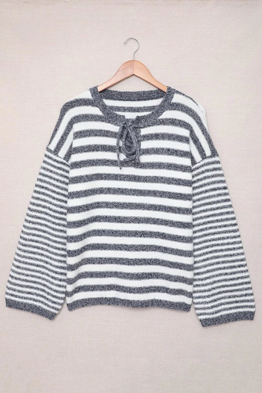 Striped Knit Tie up Sweater