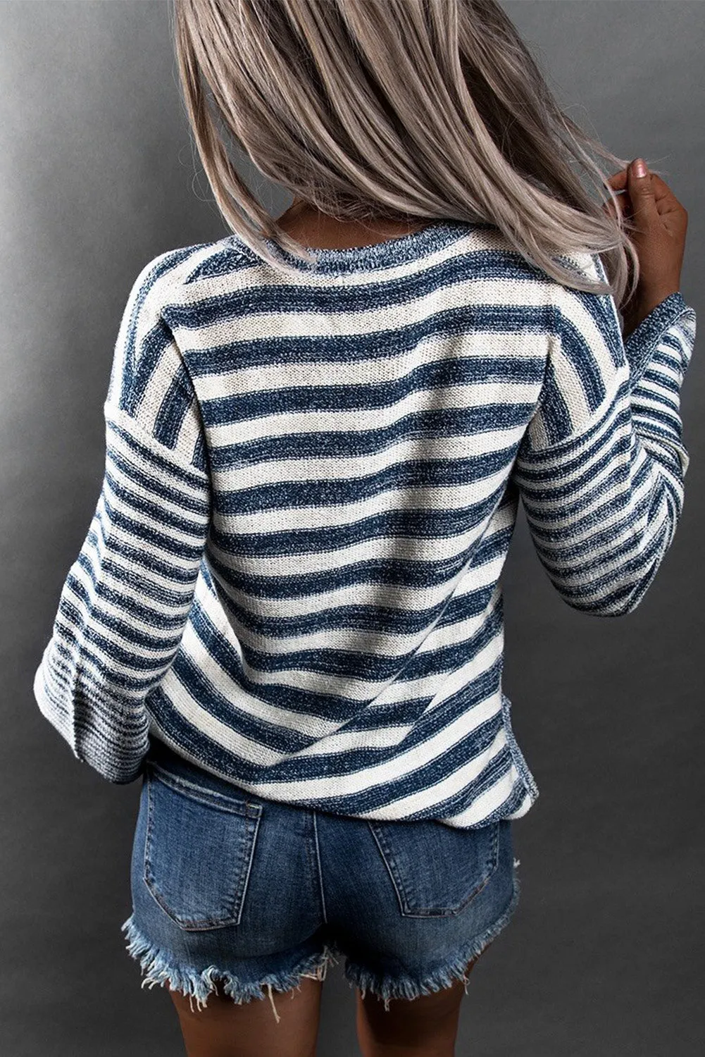 Striped Knit Tie up Sweater