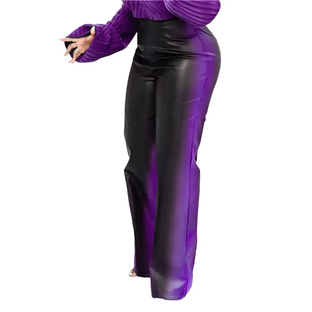 TEEK - Plus Size Gradient Leather Pants