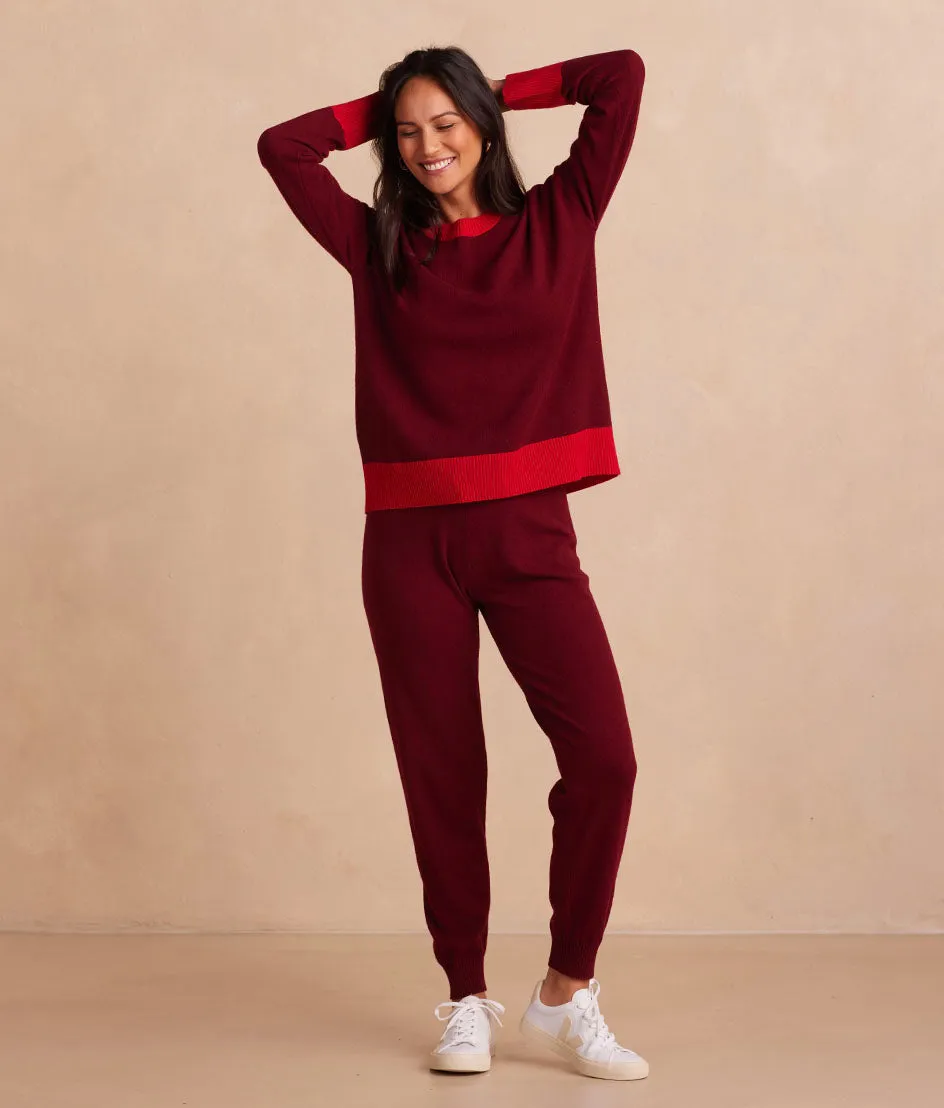 The Coziest Cashmere Blend Jogger - Pinot & Lava