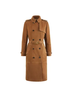 The Frances Trench Coat - Tan Suede