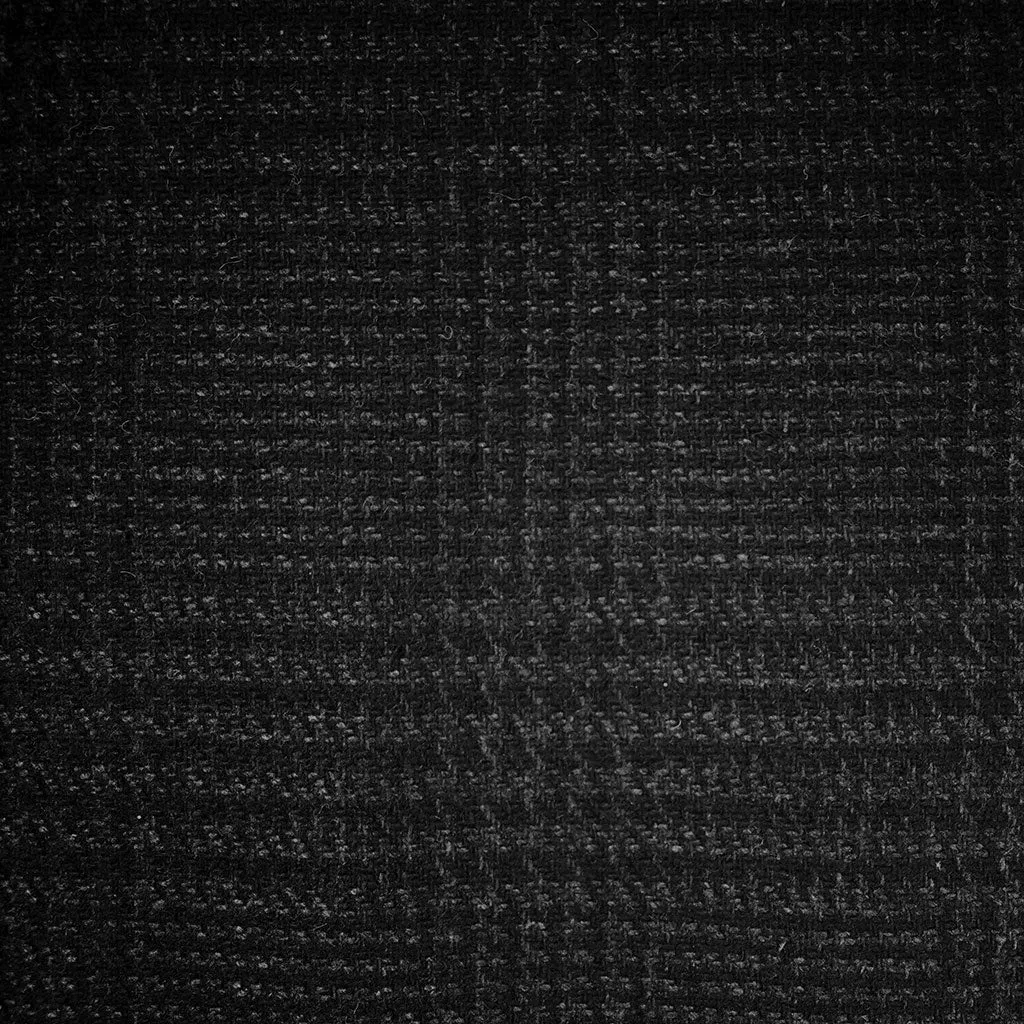 Tonal Plaid Wool Basketweave Coating Black/Charcoal