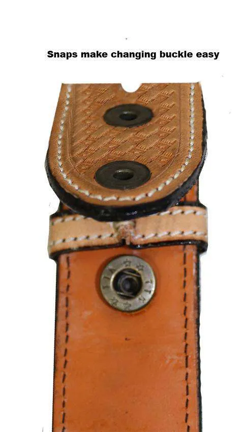 USA Leather Acorn Tooled Western Belt with Buckle