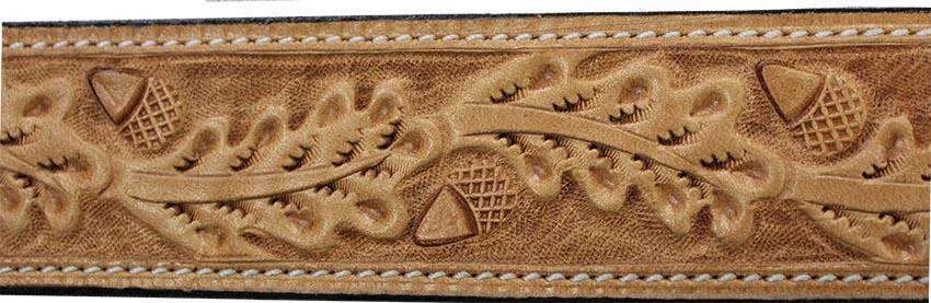 USA Leather Acorn Tooled Western Belt with Buckle